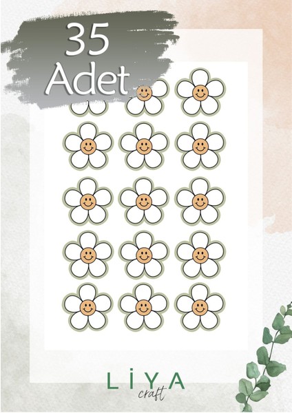 Papatya Yuvarlak Çiçek Set 35 Adet (3 Cm)