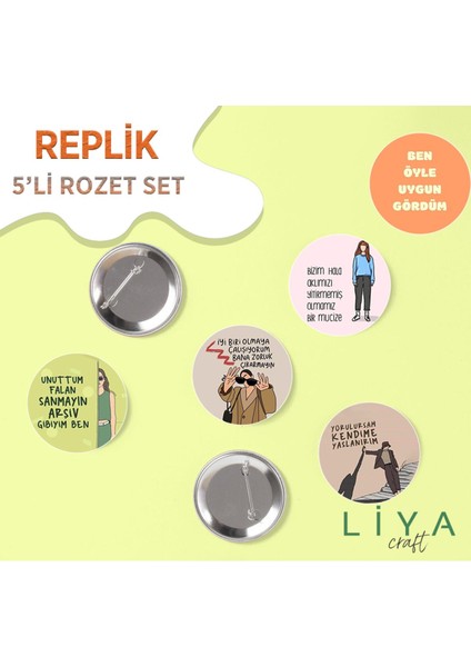 5 Adet Karışık Replik Rozet 2