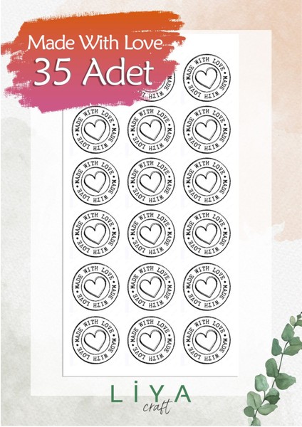 Made With Love Sticker Set 3 cm 35 Adet