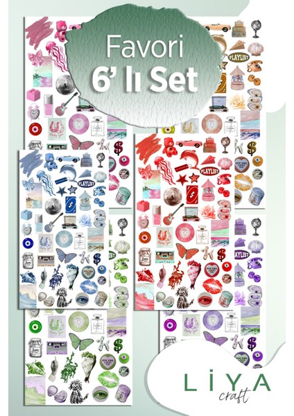 6'lı Favori En Set Renk Renk Temalı Sticker Planner Ajanda Bullet Journal Için Uygun Set