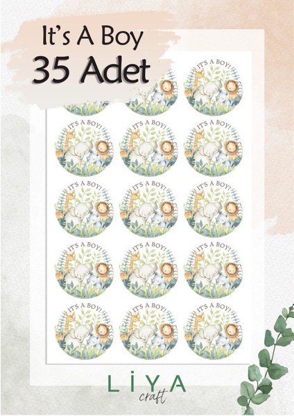 It's A Boy Sticker Set 3 cm 35 Adet