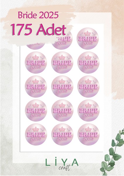 Team Bride Sticker Set 3 cm 175 Adet