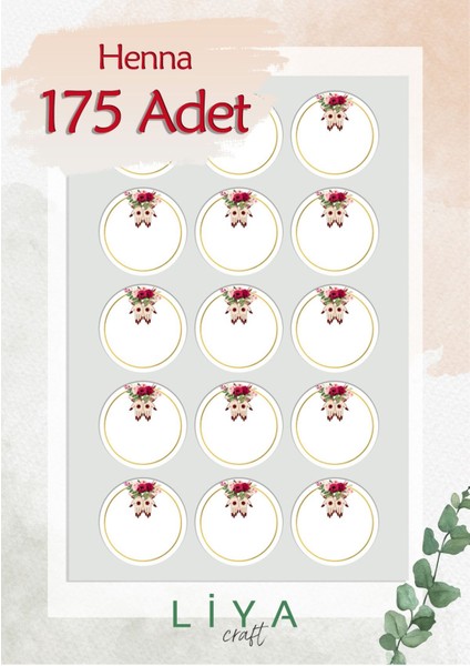 Henna Kına Gecesi Sticker Set 3 cm 175 Adet