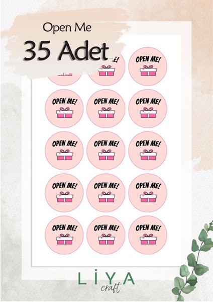 Open Me Paketleme Sticker Set 3 cm 15 Adet