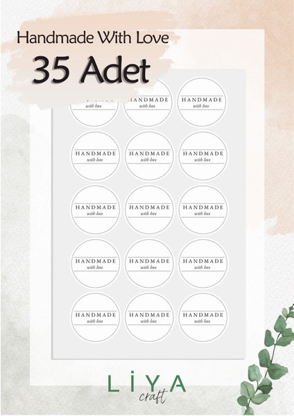 Hand Made Sticker Set 3 cm 15 Adet