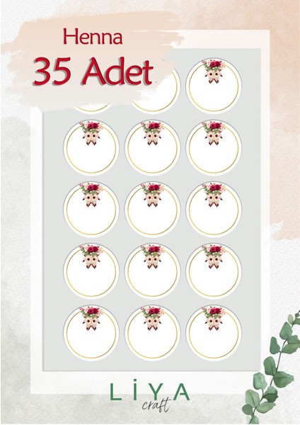 Henna Kına Gecesi Sticker Set 3 cm 35 Adet