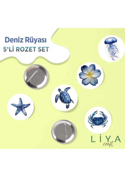 5 Adet Okyanus Deniz Temalı Rozet