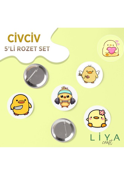 5 Adet Sevimli Civciv Rozet