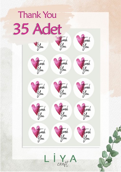 Teşekkür Ederiz Thank You Sticker Set 3 cm 35 Adet