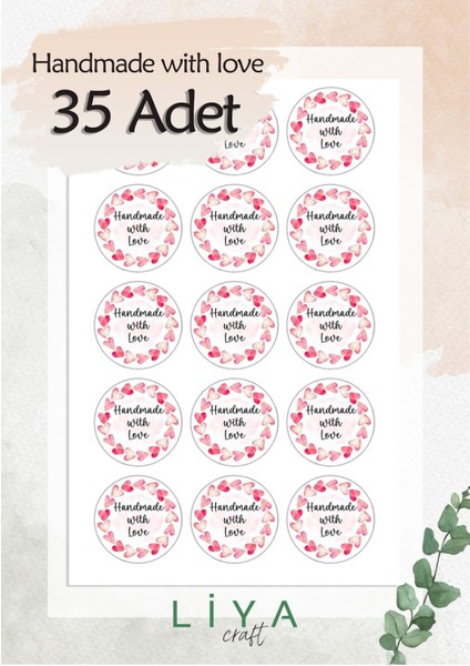 Made With Love Sticker Set 3 cm 35 Adet