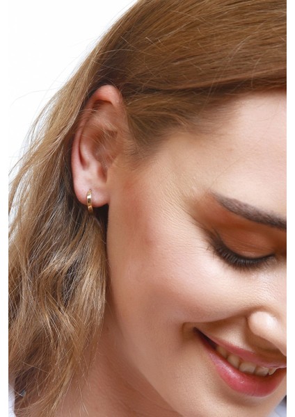 8 Ayar Altın Düz Çift Halka Küpe Gizli Kilitli 1.3 cm fiyatları