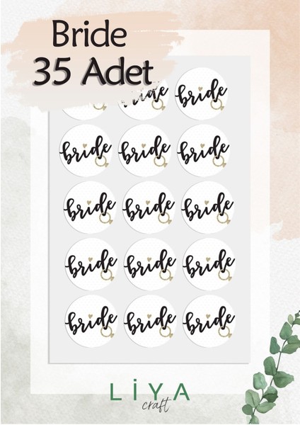 Bride Sticker Set 3 cm 35 Adet