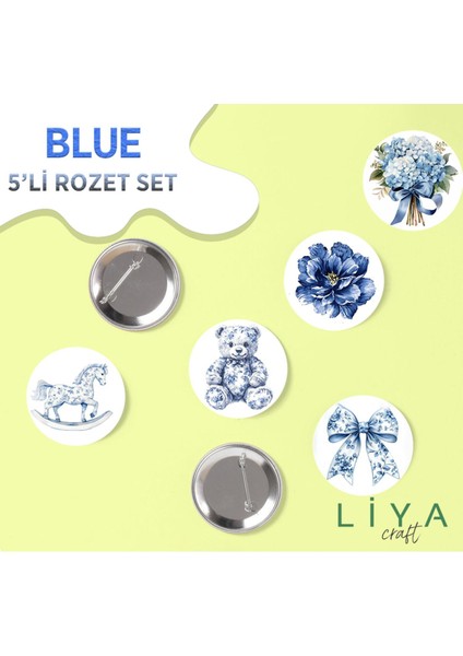 5 Adet Mavi Blue Temalı Rozet