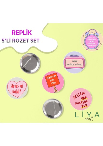 5 Adet Replik Temalı Rozet