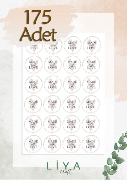 Made With Love Sticker Set 175 Adet 3 cm
