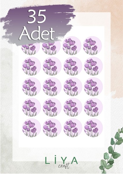 Mor Yuvarlak Çiçek Set 35 Adet (3 Cm)