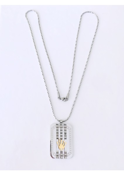 Kral Tacı Figürlü Çelik Kolye