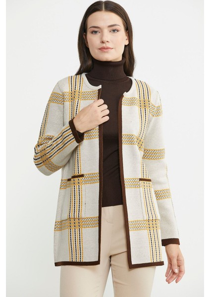 Sıfır Yaka Cepli Triko Ceket - Vizon modelleri