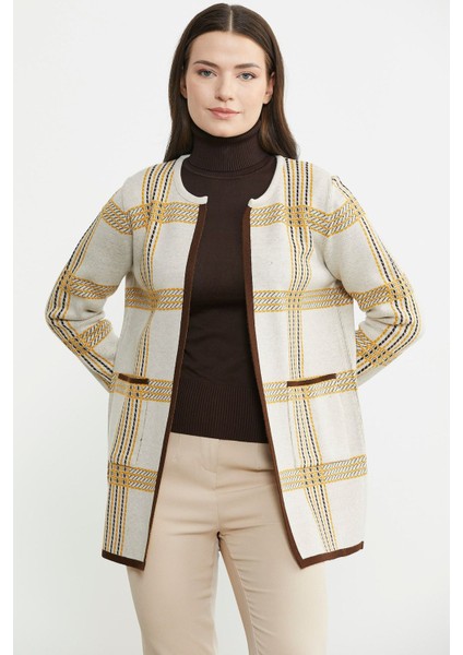 Sıfır Yaka Cepli Triko Ceket - Vizon fırsatları