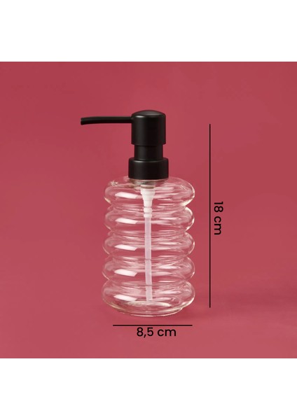 Kapaklı Borosilikat Cam Sıvı Sabunluk - Şeffaf / Siyah indirimleri