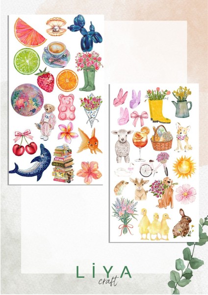 5'li Sevimli Bahar Sticker Set Planner Ajanda Bullet Journal Için Uygun Set modelleri