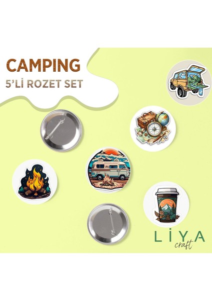 5 Adet Kamp Temalı Rozet