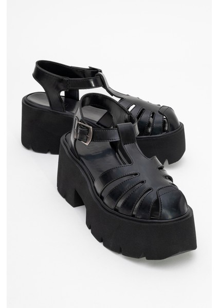 Verua Siyah Kalın Taban Sandalet