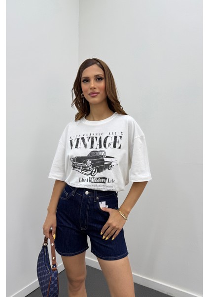 Vintage Araba Baskılı Tshirt