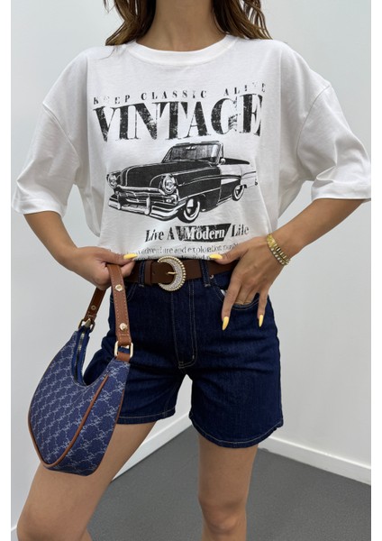 Vintage Araba Baskılı Tshirt fiyatları
