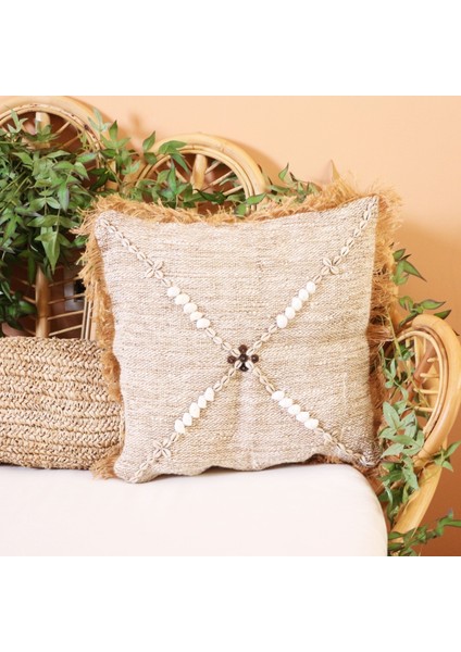 MYLAMP Bohe Deniz Kabuklu Doğal keten Kırlent Kılıfı