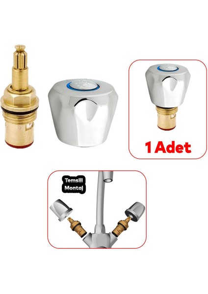 Aç Kapa Musluk Başlığı Kafası Pratik 1 Adet Batarya Yedek Başlık Salmastra
