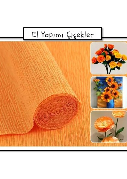 Italyan Krapon Kâğıdı NO:610, Çiçek Yapım Kağıdı, 180GR-50X250CM, Balkabağı Turuncusu-Pumpkin Orange fiyatları