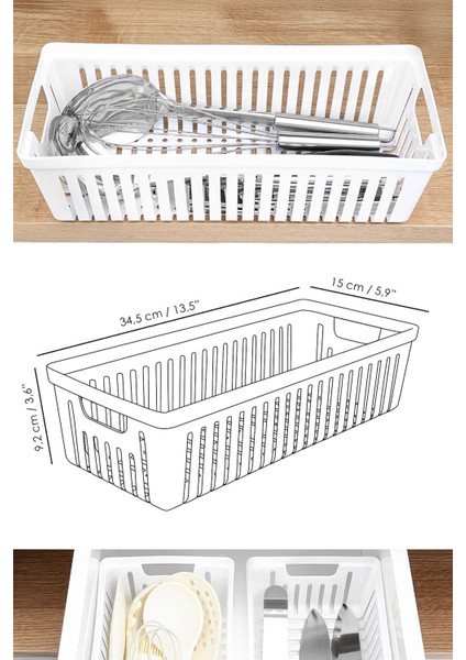 4'lü Modüler Kaşıklık Seti, Mutfak Düzenleyici ve Organizer, Beyaz