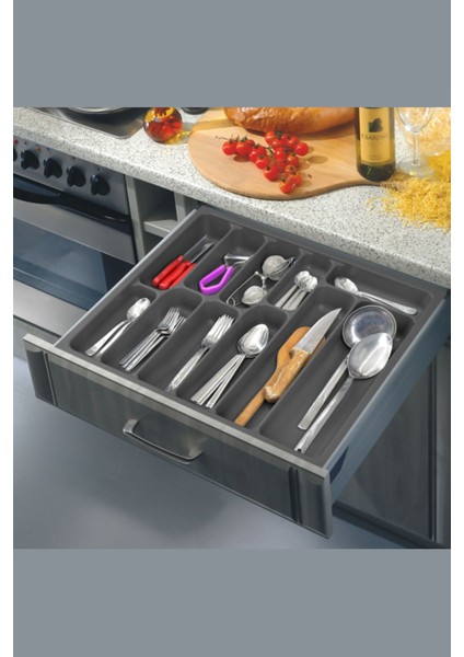 Koyu Gri Çekmece Içi Kaşıklık, 50X40 Cm, Düzenleyici ve Şık Tasarım