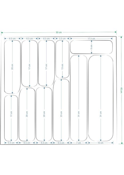 Koyu Gri Çekmece Içi Kaşıklık, 50X40 Cm, Düzenleyici ve Şık Tasarım indirimleri
