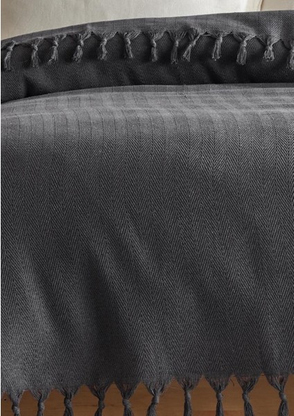 Çift Kişilik Pike 200X230CM, Antrasit, %100 Pamuk, Yumuşak Dokulu, Hann Yalın fiyatları