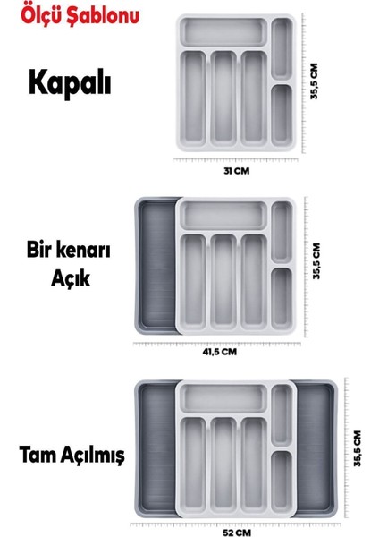 Çift Taraflı Ayarlanabilir Çekmece Organizer, Uzayabilen Kaşıklık ve Bıçaklık modelleri