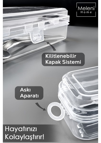 Beyaz Çok Amaçlı Saklama Kabı, 5'li Set, Kaşık ve Çatal Düzenleyici modelleri