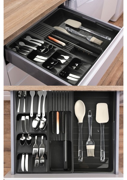 Ayarlanabilir Kayar Kızaklı Çekmece Iç Kaşıklık ve Bıçaklık Siyah modelleri