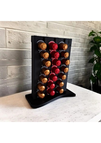 25 cm Dalgalı Tasarımlı Nespresso Kapsül Tutucu ve Düzenleyici Nespresso Uyumlu Kapsül Kahve Standı fiyatları