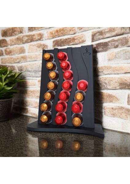 25 cm Dalgalı Tasarımlı Nespresso Kapsül Tutucu ve Düzenleyici Nespresso Uyumlu Kapsül Kahve Standı modelleri