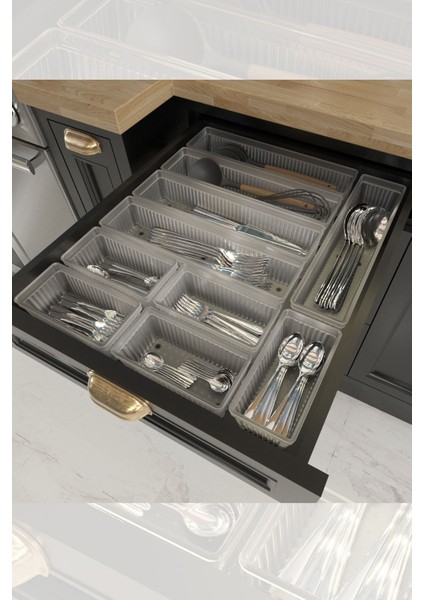 10'lu Modüler Çekmece Düzenleyici Set, Şeffaf ve Şık Organizasyon Çözümleri indirimleri