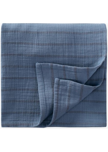 Naturel Battaniye 90X100CM Indigo Çift Çizgili