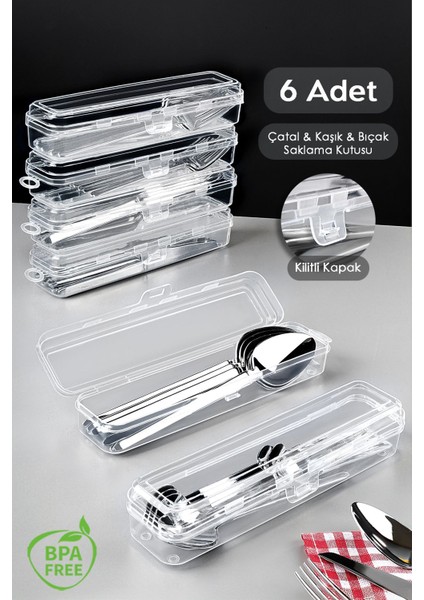 6'lı Beyaz Çok Amaçlı Kaşıklık Saklama Kabı Seti