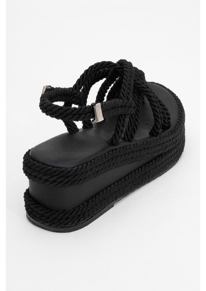 Juney Siyah Kadın Sandalet