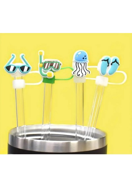 1 Adet Yaz Figürlü Stnly Termos Uyumlu Silikon Pipet Kapağı 10MM fırsatları