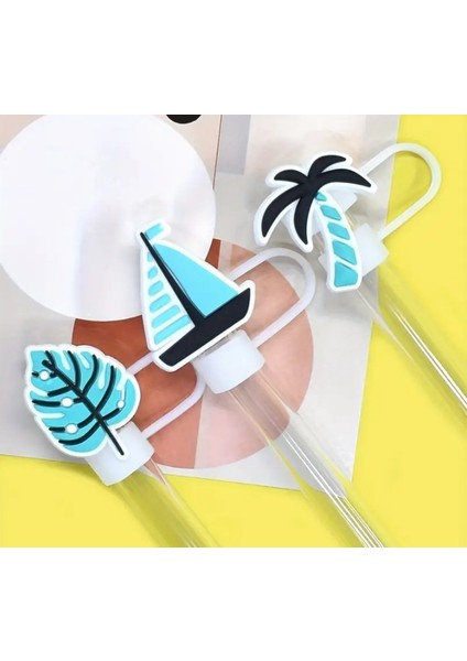 1 Adet Yaz Figürlü Stnly Termos Uyumlu Silikon Pipet Kapağı 10MM