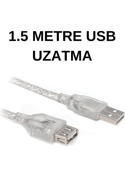 USB 2.0 Uzatma Kablosu 🔌 1.5 Metre USB‑A Erkek → Dişi Veri ve Şarj Uzatıcı