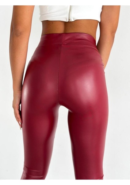 Kadın Yüksek Bel Deri Görünümlü Bilek Boy Dar Paça Tayt AYD0001 fiyatları