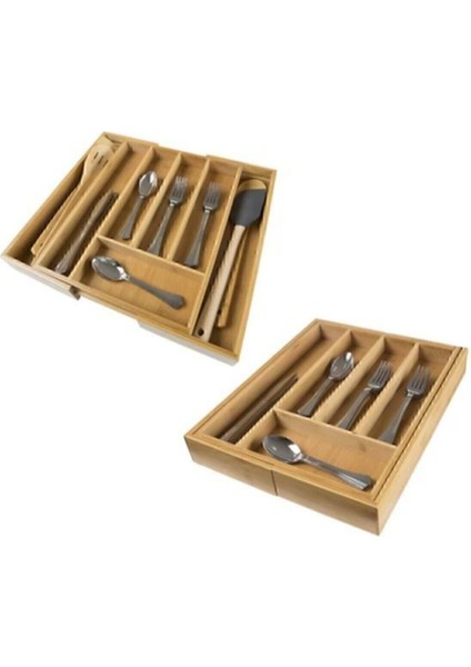 Kahverengi Bambu Çekmece Içi Kaşıklık, Düzenleyici ve Şık Tasarım indirimleri